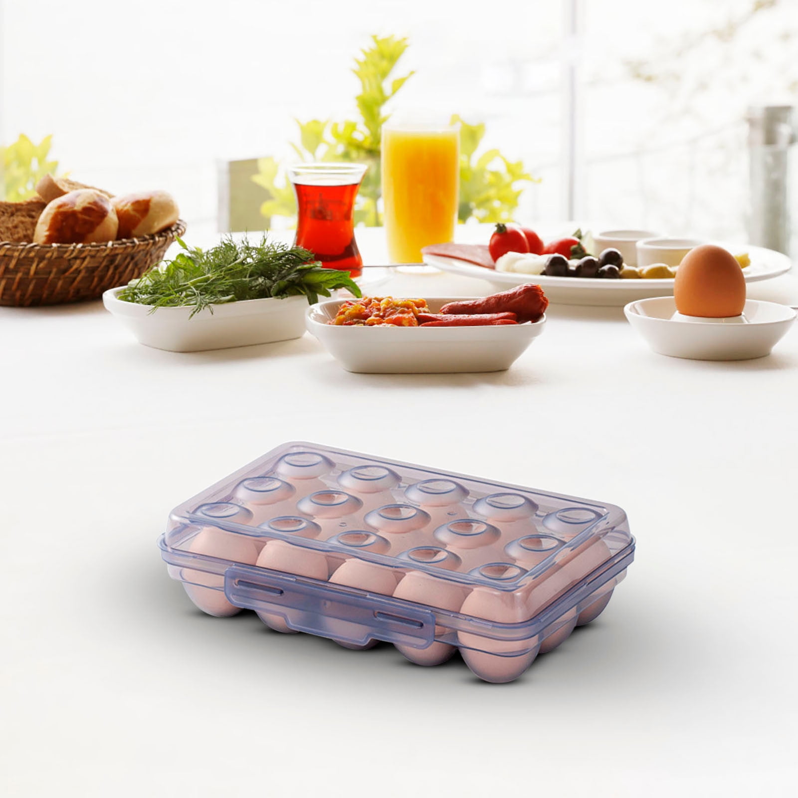 15 Grid Egg Storage Box Refrigerator Crisper Egg Protection Box Portable Egg Carriage Container for Camping Picnic Essential