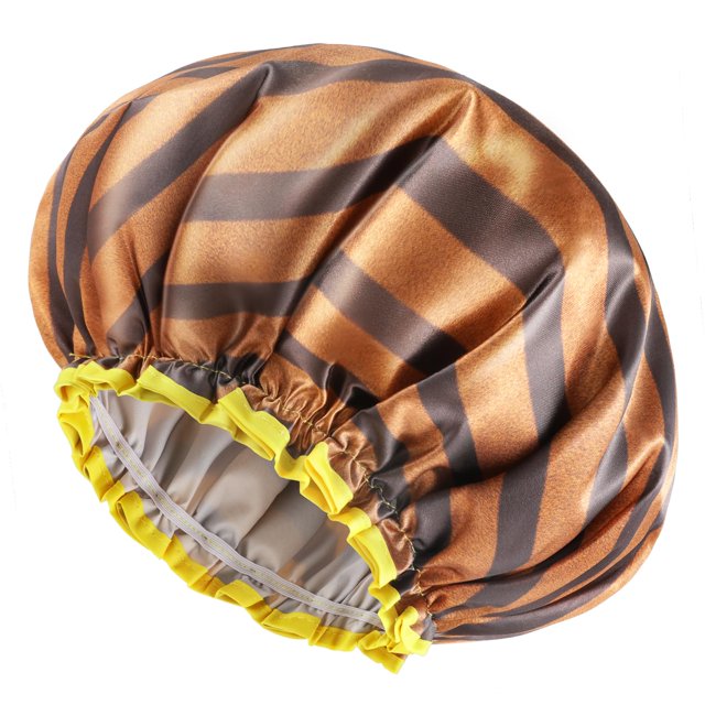mikimini Gorro de Ducha para Mujeres y Hombres Paquete de 2 Gorros de Ducha Dobles Impermeables para niñas y niños Reutilizables Lavables Rayas Doradas Gorros de Ducha de Moda Paquete Mediano de 2 Ray
