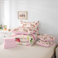 thumbnail image 6 of Manfei Cute Bow Tie 7 Pieces Bedding Comforter Set,Sweet Fruit Strawberry Full Bedding Set,Pink Red Fitted Sheet Flat Sheet For Girl Teens,Ultra Soft Home Decor Reversible, 6 of 8