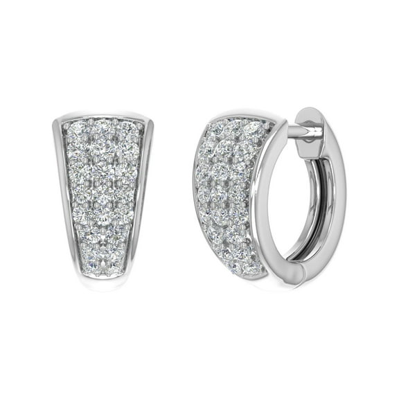 1/2 Carat Diamond Huggies Earrings in 10K White Gold
