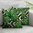 thumbnail image 3 of Nawypu  Tropical Green Leaves Throw Pillow Cover with Geometric Background Home Decorative Square Cushion Covers Home Decor Palm Pillowcase, 3 of 5