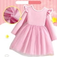 thumbnail image 5 of Gytharion Kids Flower Girl Dresses 1-10 Years, Stylish Solid Tulle Tutu Dress Toddler Girls Flowy A-Line Swing Party Dress Cute Long Sleeve Princess Dress with Flutter Sleeves, 5 of 9