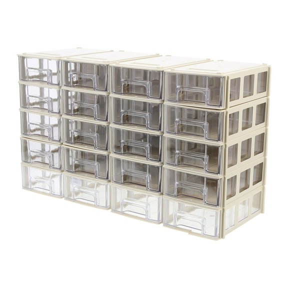 20 Sets Tool Storage Container Stackable Drawers Screw Organiser Office Beige