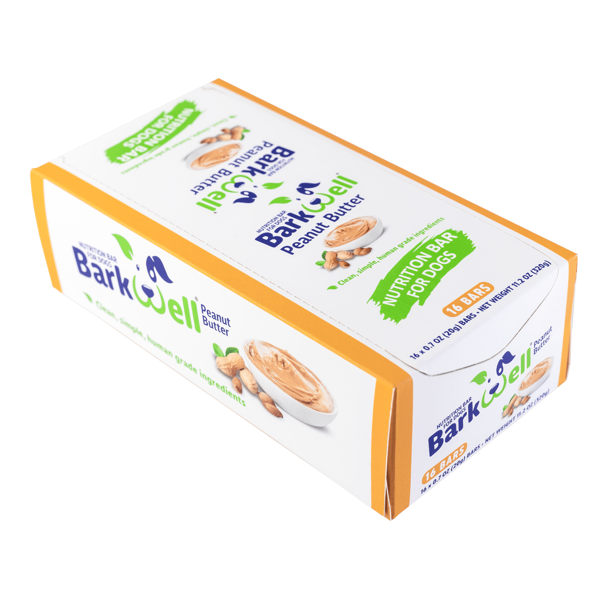 BarkWell Nutrition Bar For Dogs Peanut Butter  Snack Individually Wrapped Dog Treats (16 Count)
