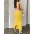 thumbnail image 3 of Women Summer Sexy Bodycon Maxi Dress Casual Long Dresses Yellow 2XL, 3 of 4