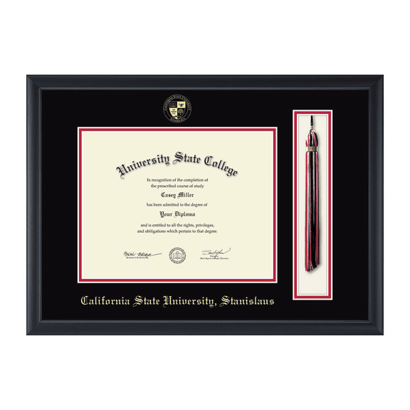 Framerly - Stanislaus State Tassel Diploma Frame with Black and Red Mat