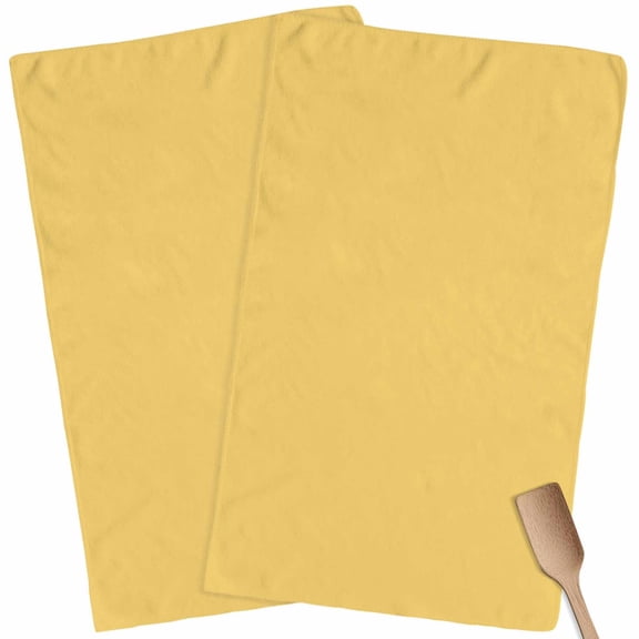 Kitchen Towels Set of 2 Solid Yellow Color Dish Towels and Dishcloths Sets Tea Towel Yellow Vintage Absorbent Hand Towels for Kitchen Bathroom Drying Cleaning Baking Home Decor