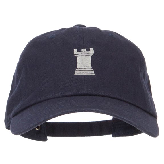 Chess Rook Embroidered Unstructured Washed Cap - Navy OSFM