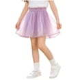 thumbnail image 2 of Girls Purple Tutu Skirt A-Line Mini Tulle Ballet Skirt with Elastic Waist for Kids,Size 7-8 T, 2 of 8