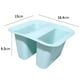 thumbnail image 3 of Estantería de platos de doble nivel de plástico azul claro, cesta de almacenamiento colgante estilo silla de montar, grifo de cocina, tazón de esponja, estante para limpiar, 3 of 5