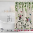thumbnail image 3 of Farmhouse Spring Shower Curtain, Waterproof Shower Curtains for Bathroom, Retro Bicycles Flowers Vines Butterfly Washable Fabric Bathtub Curtain Set Bath Decor with 12 Hooks Long 72"x84", 3 of 8