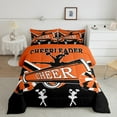 thumbnail image 3 of Cheerleading Comforter Set Cute Cheerleader Bedding Set, Black and Orange Down Comforter Dancer Princess Bed Set, Cheerleading Dance Quilted Duvet Room Decorative, 3 of 7