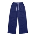 thumbnail image 5 of vdgthytj Sweatpants for Men Drawstring Elastic Waist Baggy Comfy Wide Leg Fashion Fall Athleiusre Pants with Pockets(X-Large,Dark Blue), 5 of 6