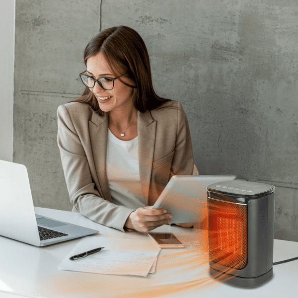 Portable Ceramic Space Heater, 1500W Electric Heater with 90°Oscillation,Remote Control, 12H Timer, Tip‑Over & Overheat Protection for Home Office Dorm