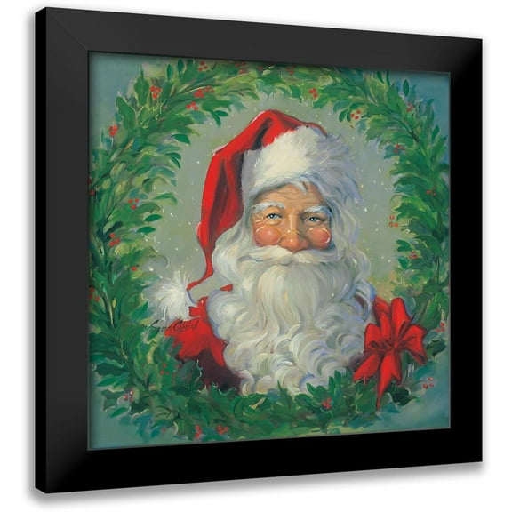 Comish, Susan 12x12 Black Modern Framed Museum Art Print Titled - Santa Wreath