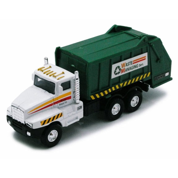 Garbage Truck - White w/Green Compactor - Showcasts 9911DG - 6 Inch Scale Diecast Model Replica (Brand New, but NOT IN BOX)