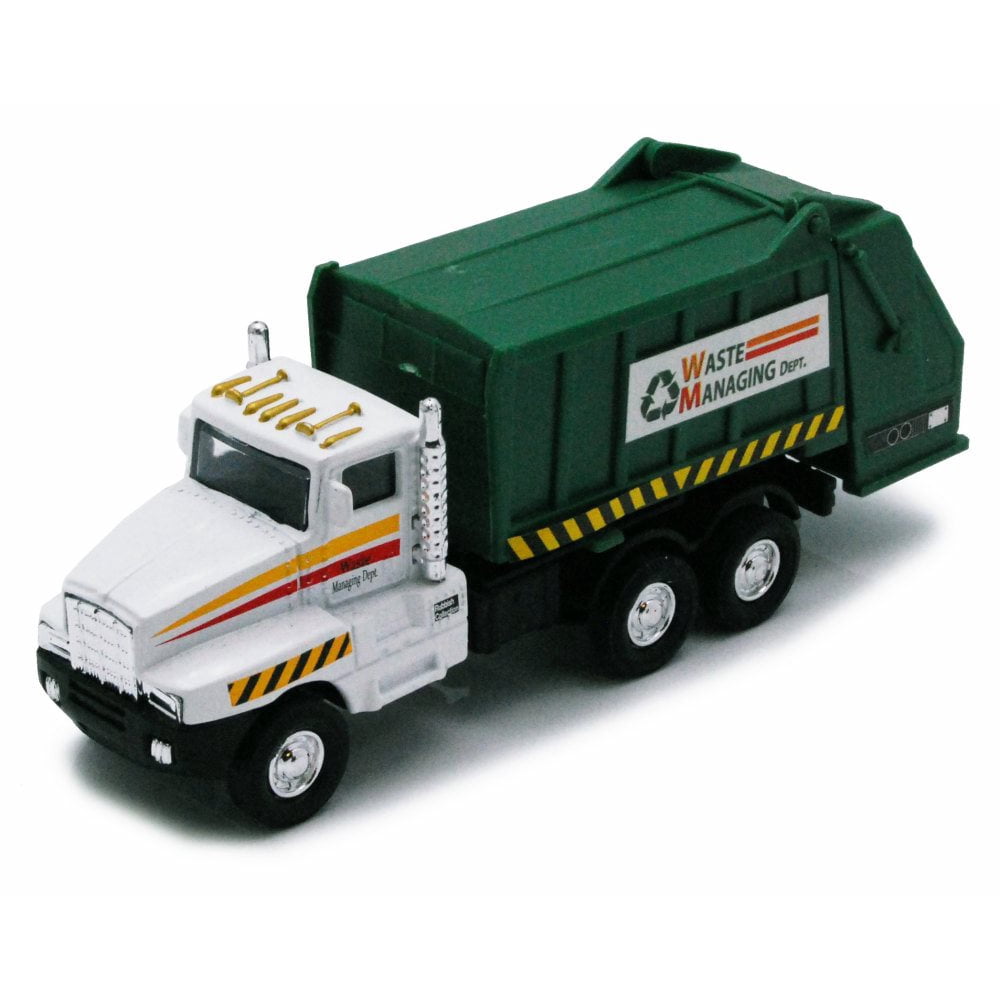 Garbage Truck White w/Green Compactor Showcasts 9911DG 6 Inch