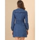 thumbnail image 5 of Vestido de mezclilla de manga larga con botones y cuello Peter Pan Allegra K Azul M, 5 of 6