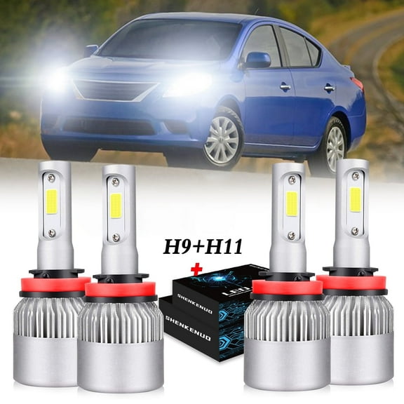 For 2007-2015 2016 2017 2018 Nissan Altima LED Headlight Bulbs H9/H11 High Beam and Low Beam 4pc