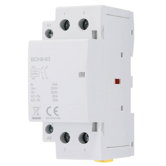 Uxcell AC Contactor 63A 2 Pole 2NO 110V Load and Lighting Circuit Control DIN Rail Mount