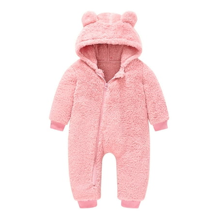 

TAIAOJING Baby Snowsuit Winter Hooded Footie Baby Girls Boys Bear Warm Thick Snowsuit Hooded Coat Jumpsuit 6-12 Months