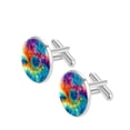 thumbnail image 2 of Tie Dye Elegant Men's Cufflinks for Formal Attire, Crafted in Stainless Steel for Sophisticated Look, for Business Meetings and Special Occasions, 2 of 6