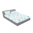 thumbnail image 2 of Ambesonne Cartoon Fitted Sheet & Pillow Sham Set, Funny Raindrop Autumn, Full, Multicolor, 2 of 2