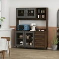 thumbnail image 6 of KULAGAGA Kitchen Sideboard Buffet Cabinet, Baker's Rack Microwave Stand with Hutch, Open Shelves and Drawers,Walnut, 6 of 7