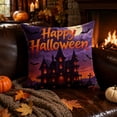 thumbnail image 4 of Sahpxhe Halloween Castle Pillow Covers,18x18in Spooky Bat Pattern Decorative Sofa Cushion Pillow Cases with Hidden Zipper for Halloween Decoration,Living Room Sofa Yellow, 4 of 5