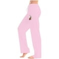 thumbnail image 4 of Xunlbb Summer Sale! Ladies' Easter Printed Double Pocket Drawstring Pants ,Pink S, 4 of 5
