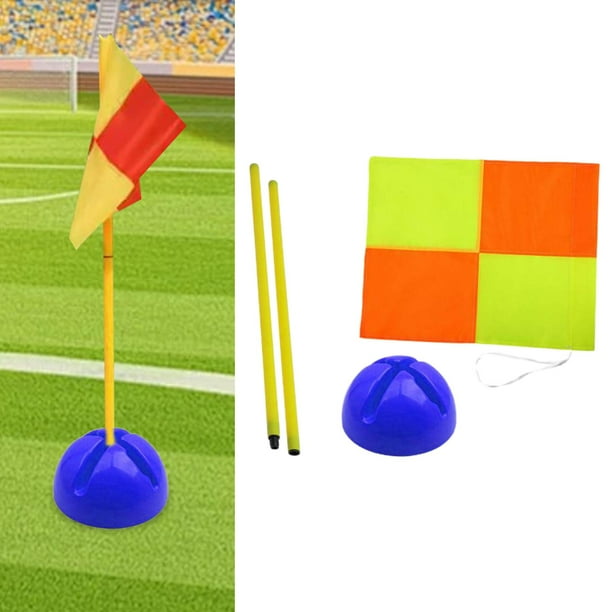 Bandera de esquina de fútbol, suministros de bandera de esquina de campo de fútbol, colores brillantes, equipo de campo de juego, bandera deportiva de Poste de 1m con base azul.