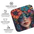 thumbnail image 3 of Sigee Bohemian Colorful Flower Woman for Water-Resistant, Heat-Resistant, Non-Slip Leather Coasters Set, Ideal for Coffee Table, Office, Bar, Home Decor-Square, 3 of 6