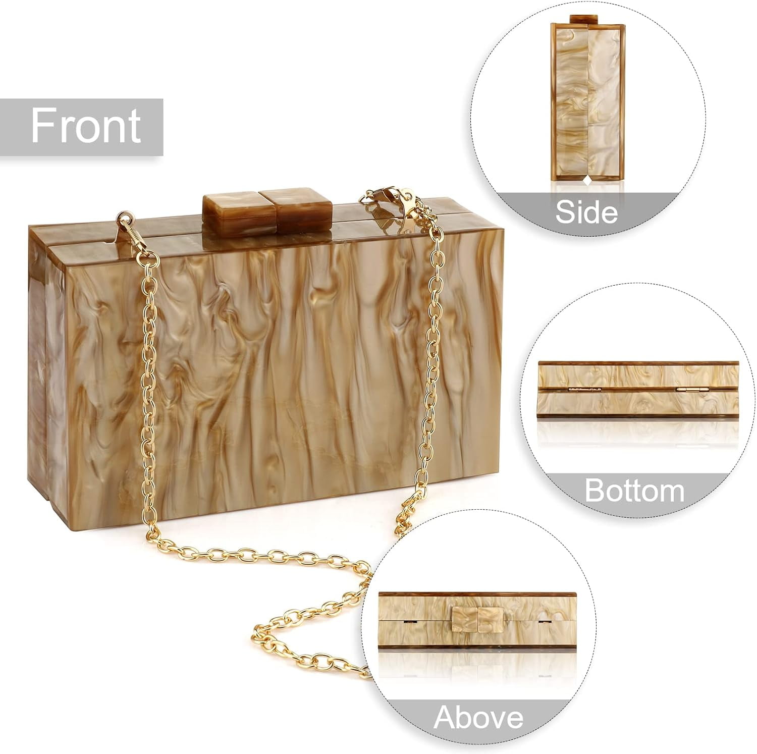 Kwuty Acrylic Clutch Purses for Women with Marbling Purses and Handbags Elegant Banquet Evening Crossbody Bag