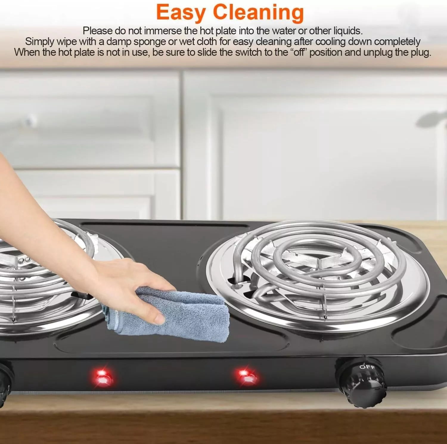 XEENSO 2000W Portable Kitchen Electric Double Burner Hot Plate Cooktop Cooking Stove