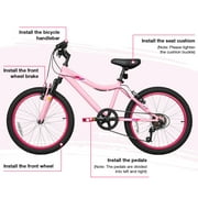Hykolity 20 inch Kids Mountain Bike, 6 Speed Kid Bicycle Age 6-11 Year Old with Front Suspension Fork, Adjustable Seat Height, Pink