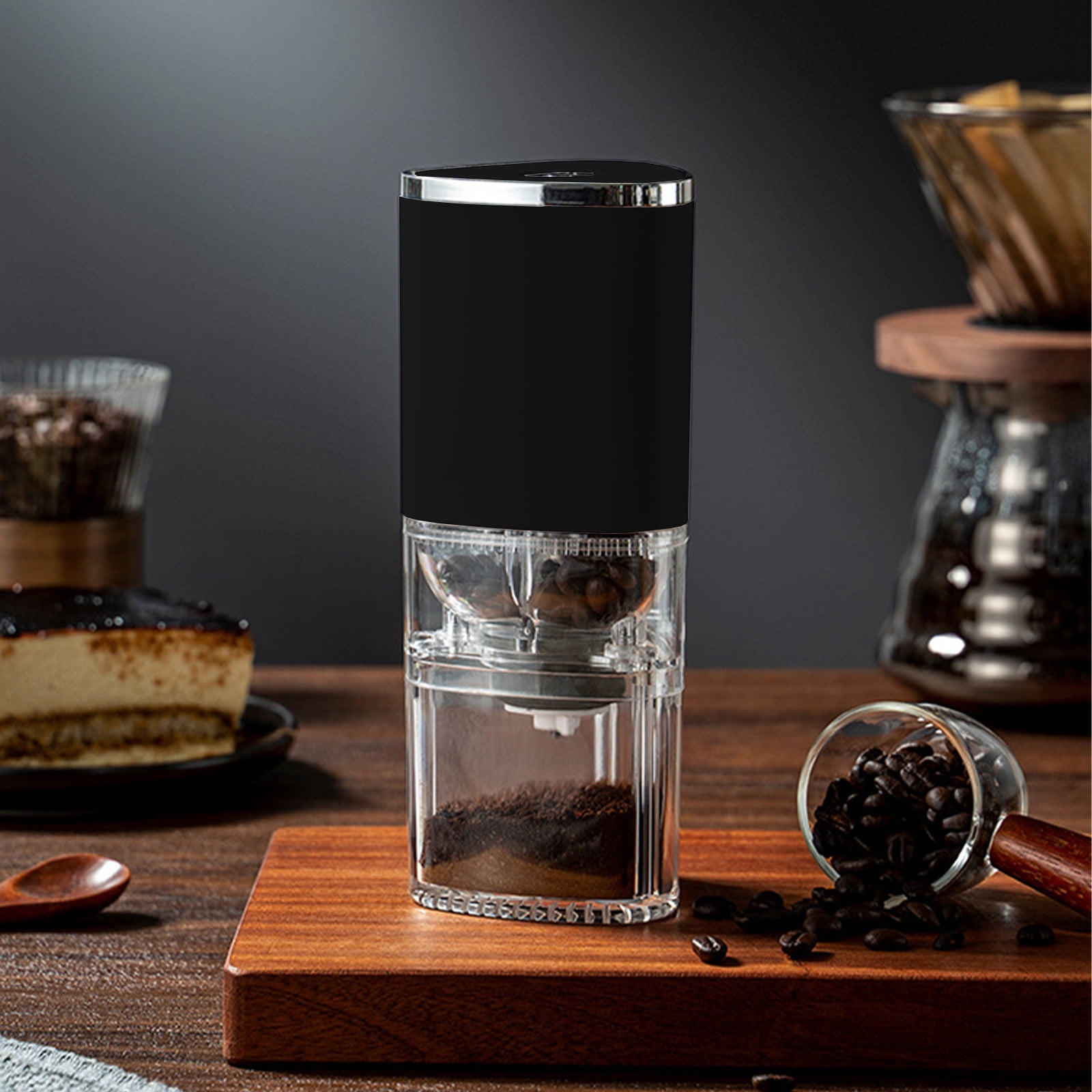 Manual Coffee Bean Grinder Usb Charging Mini Portable with Adjustable Thickness, 5 Gears for Home Office Travel, Stainless Steel Coffee Grinder