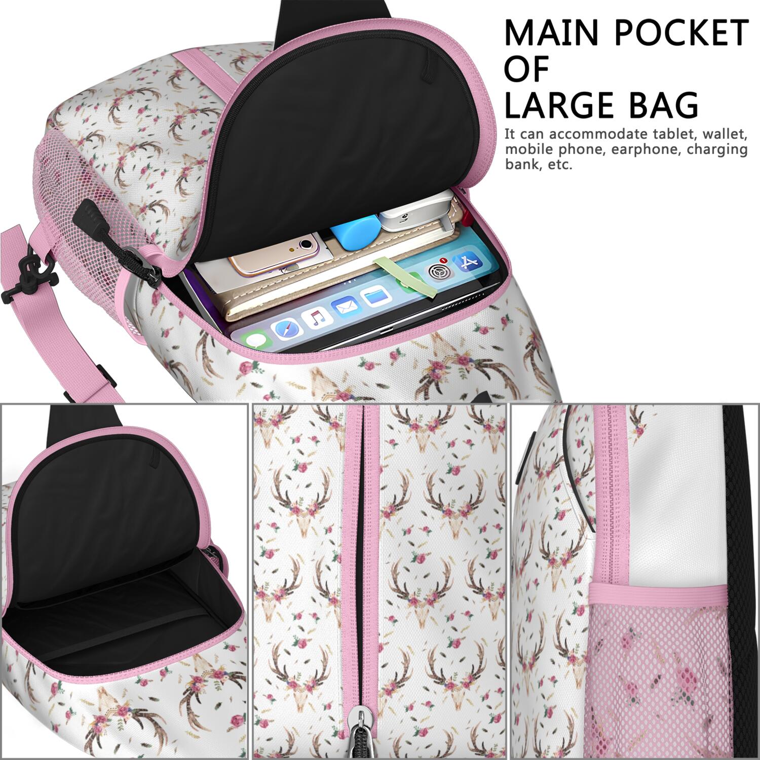 8951 Cute Dog Prints Puppy Animal Backpack Purse Anti Theft Fashion Back Cute Dog Print Sling Backpack for Women Men – Lightweight  main image 2