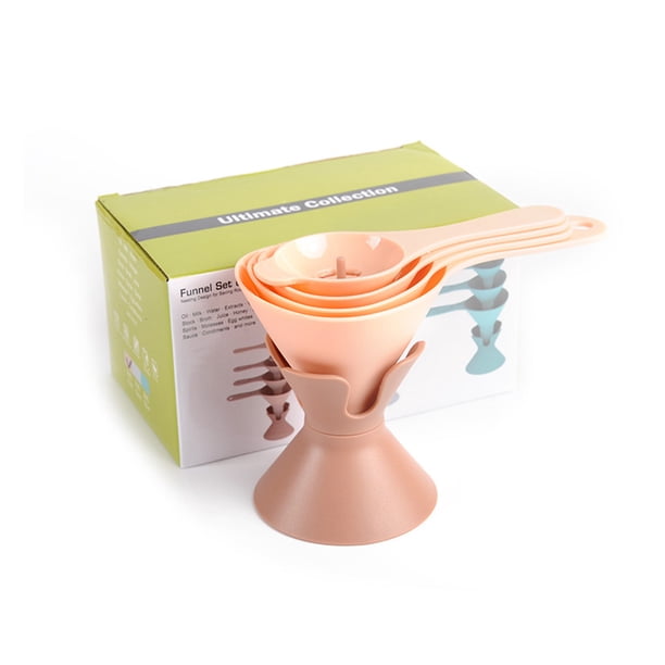 Inteprter Embudos de cocina de 4 piezas, embudo dispensador de cereales para alimentos con soporte, filtro dispensador doméstico reutilizable lavable Cocina y Comedor Rosado Inteprter HA063730-02