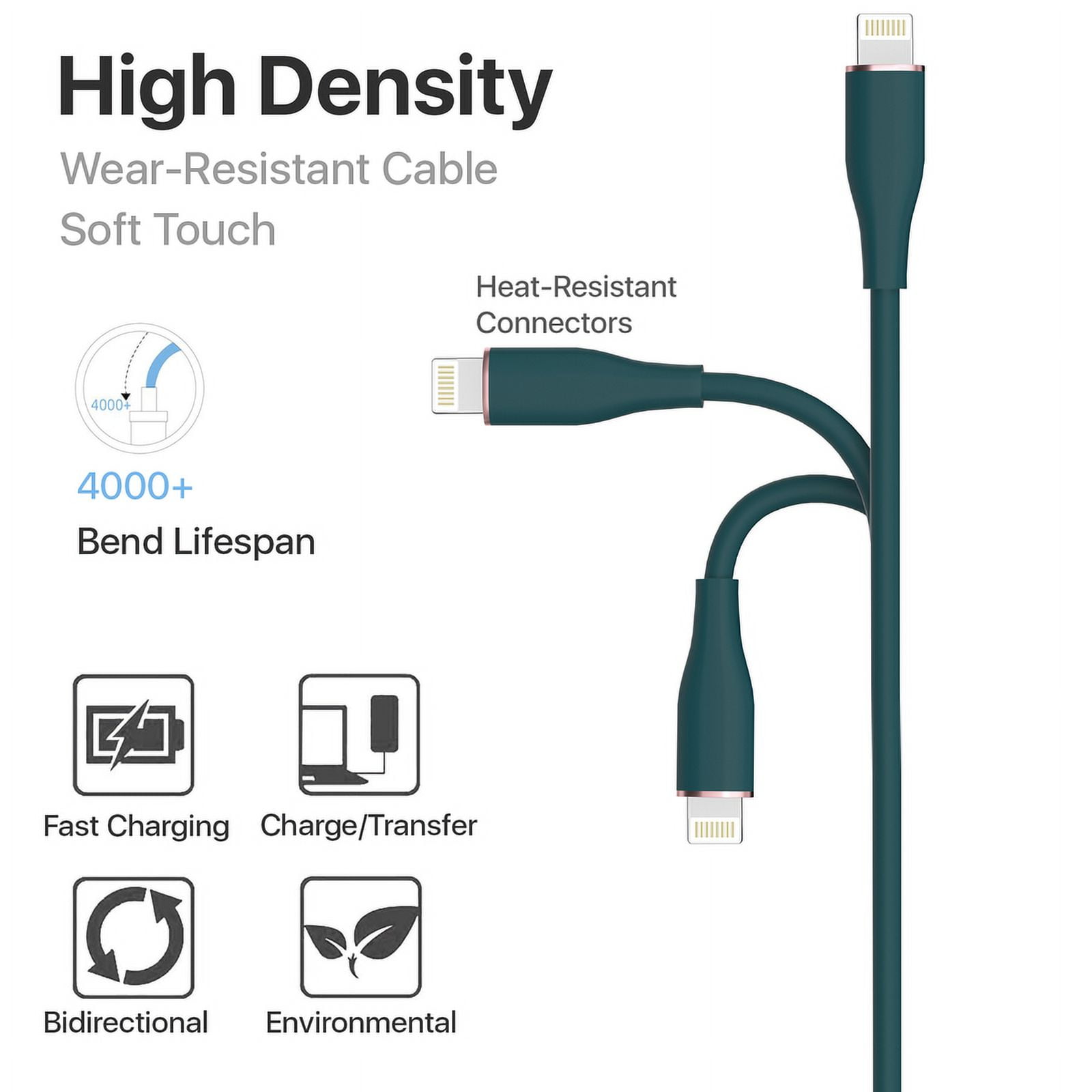 LAX Gadgets Apple MFi Lightning Cable Certified??4 Feet Teal Nylon Polycarbonate USB Cable iPhone,Compatible with iPhone 14/13/12/11/Pro/X/Max,Fast Charging Lightning Cable Lightning Cable