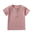 thumbnail image 5 of Godom Boys Short Sleeve Shirt with 3 Button, Henley Shirt for Boys & Girls, Polo Shirt Without Collar,Pink, 5 of 6