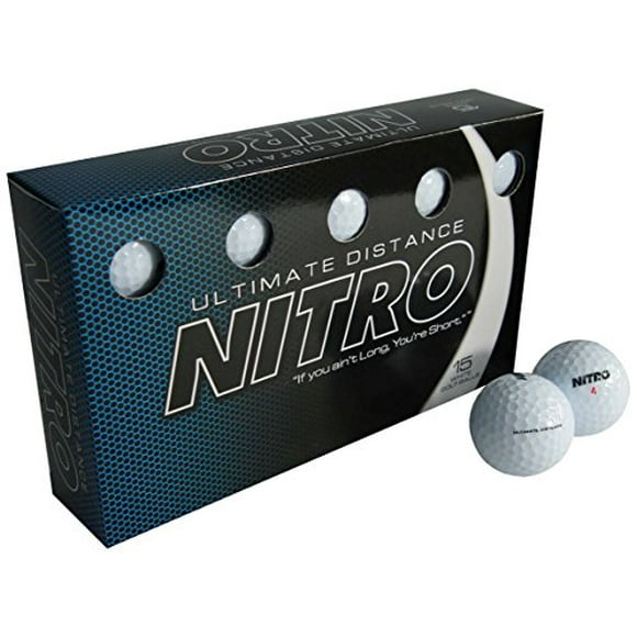 Nitro Longue Distance Balles de Golf Haute Durabilité (15PK) Tous les Niveaux Ultime de la Distance Titane Noyau Grande Vitesse Stop & St