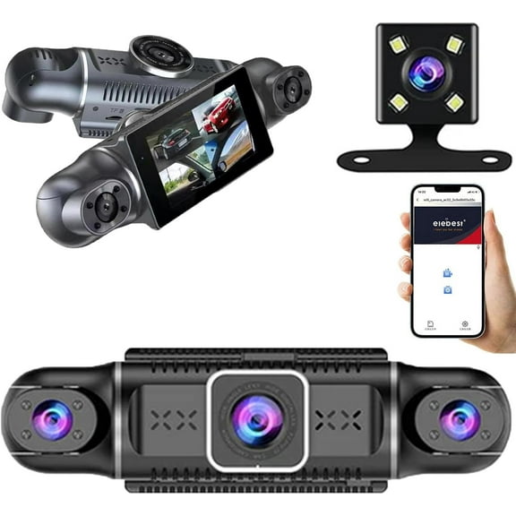 4-Channel 1080P Car Recorder, Driving Security 4-Channel 1080P Car Recorder,360° View 4 Channel Dash Cam, Multi-Ch Dash Camera (Four Cameras with WiFi)
