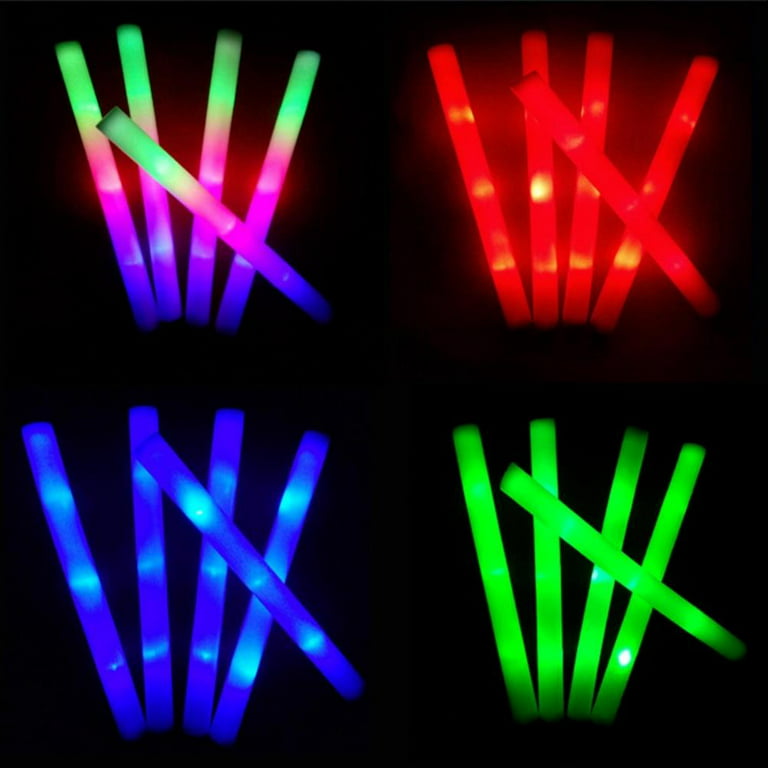 Virwir 5pcs LED Foam Sticks Flashing Glow Sticks Party Supplies Light Up  Batons Wands Glow in the Dark for Wedding Party Raves Concert 