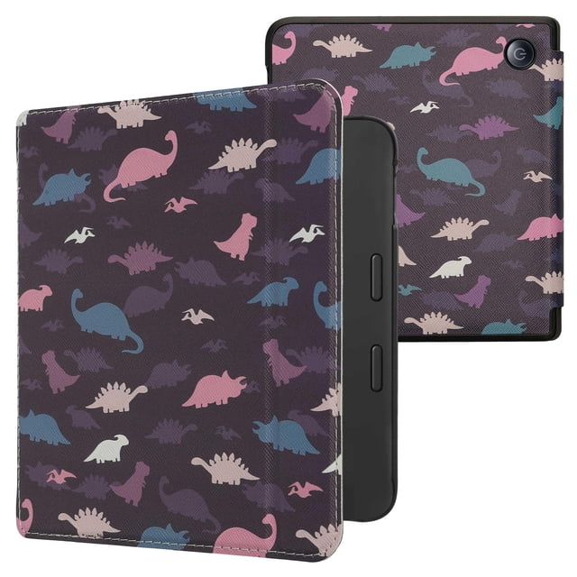 Funda kwmobile para Kobo Libra 2 eReader con diseño de dinosaurios
