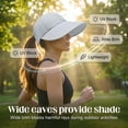 thumbnail image 5 of HuangHuanChen Sun Visor Hats for Women Wide Brim Sun Hat Lightweight Packable Ponytail Hat Comfortable Quick-Dry Sun Visor Casual Visor Cap Outdoor Activities Black A, 5 of 7