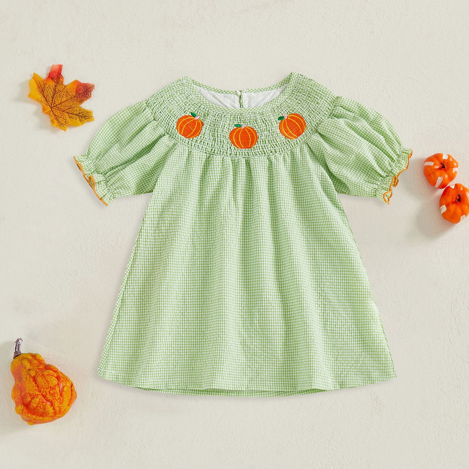 KPOPLK Kids Baby Girl Outfit Short Puff Sleeve Plaid Malta | Ubuy