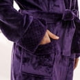thumbnail image 3 of Previn Men's Plush Robe Soft Long Sleeve Long Winter Warm Flannel Loose Fit Fuzzy Fleece Bathrobe Luxury Fall Purple Large-X-Large, 3 of 4