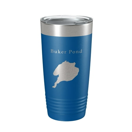 

Buker Pond Tumbler Lake Map Travel Mug Insulated Laser Engraved Coffee Cup Maine 20 oz Royal Blue