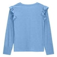 thumbnail image 5 of WQNVRNR Girls Ruffle Cotton T Shirts- Fashion Casual Long Sleeve Cute Kids Tops Light Blue Size 12, 5 of 6