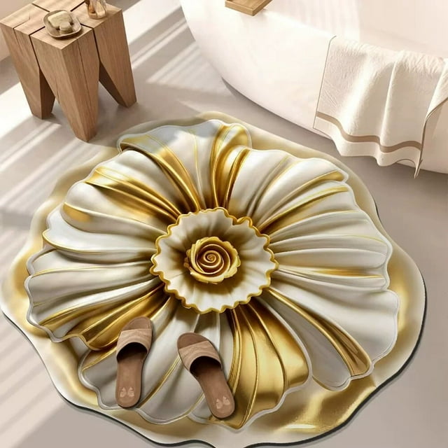 3D Flower Mats Irregular Decorative Carpets Light Washable Non- Absorbent For Bedroom Living Room Bathroom Camping Home